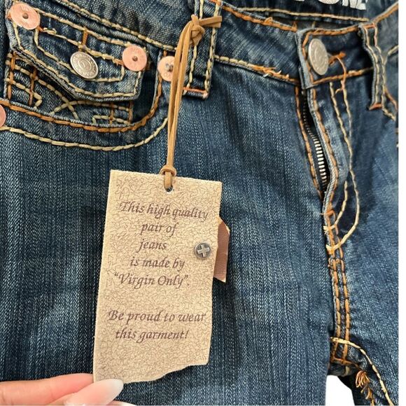 NWT Y2K Virgin Only Flare Dark Wash Denim - Picture 4 of 5